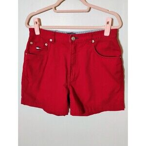 Vintage 90s Tommy Hilfiger Red Denim High Waist Shorts‎ Size 12 EUC